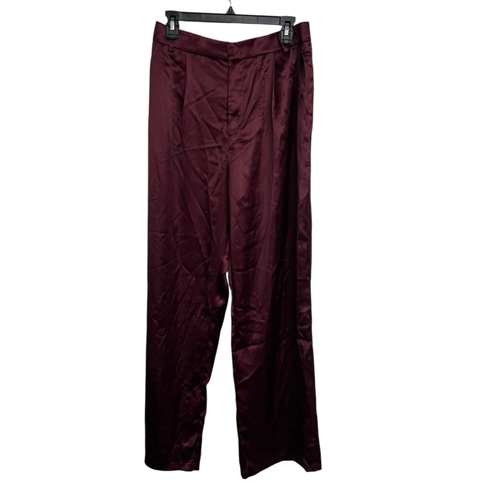 New Lulus Flawless Behavior Burgundy High Rise Straight‎ Leg Pants